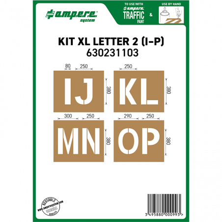 Schablonensatz KIT Buchstaben I-P XL