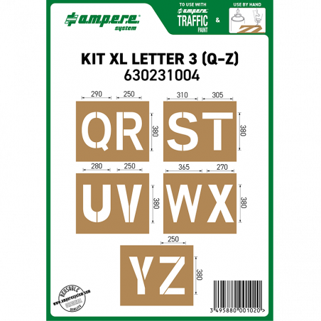 Schablonensatz KIT Buchstaben Q-Z XL